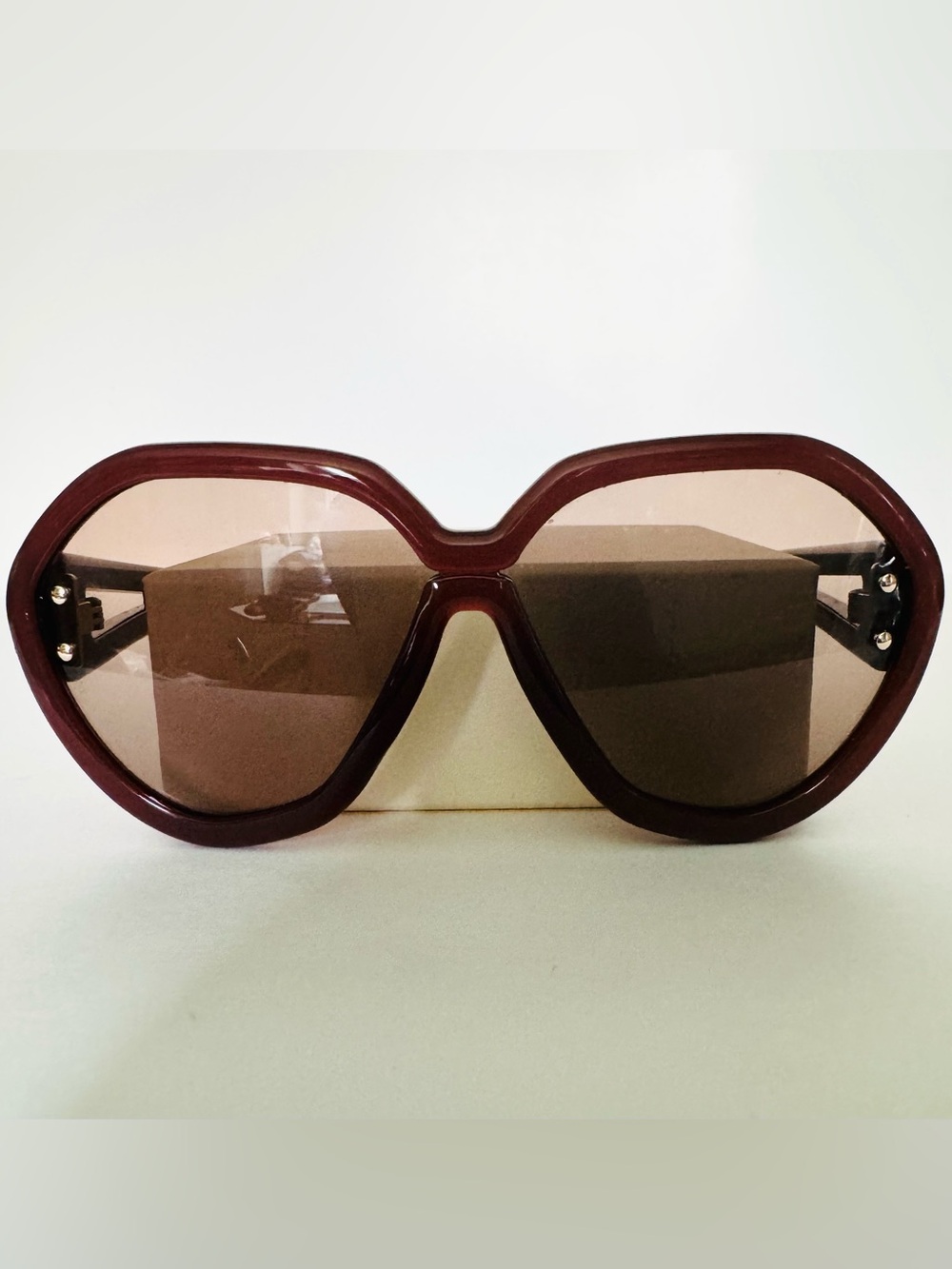 NWOT HM Studio Soldout Oversized Burgundy Brown Angular Sunglasses - Women